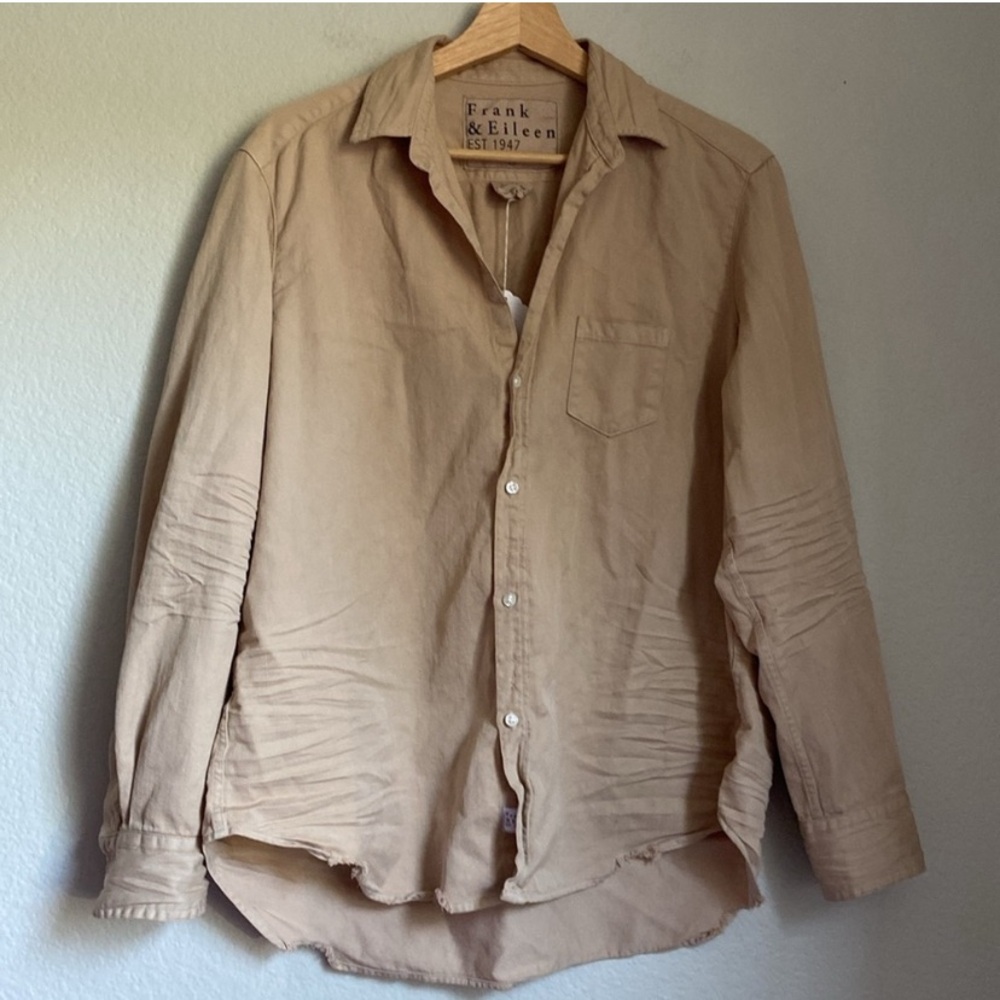 Frank & Eileen - Eileen Woven Relaxed Button Up Shirt Sand Tattered Medium - Picture 9 of 10